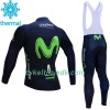 Cykeltøj Langærmet Vinter + Bib Cykelbukser Dame 2017 Movistar Team N001